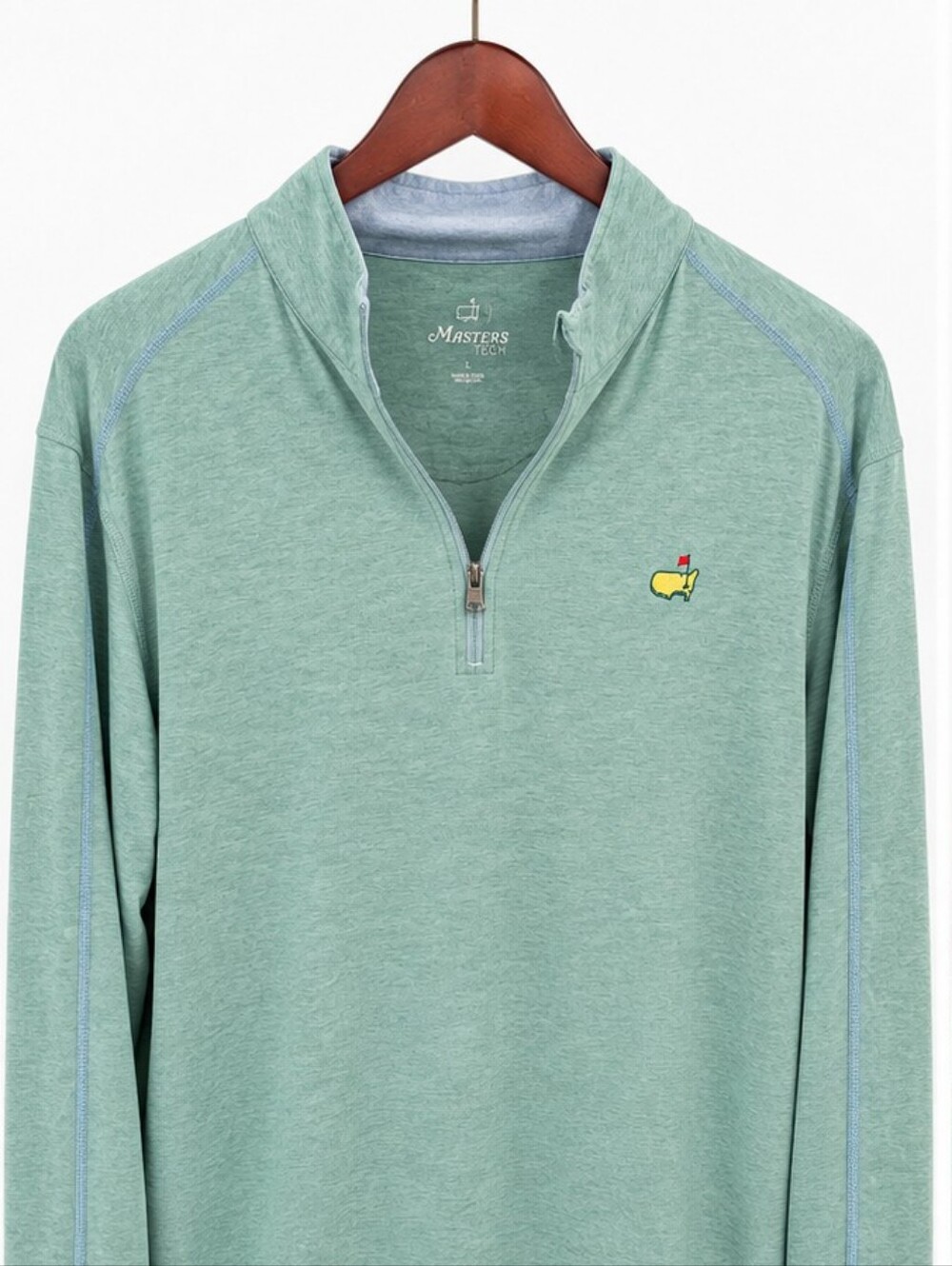 Masters Tech Light Seafoam Quarter-Zip Pullover with Embroidered Logo Augusta